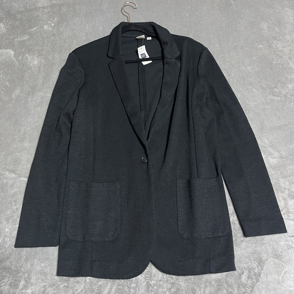 Gap Knit‎ Blazer Womens Small Black Sweater Jacket Single Button Career Office